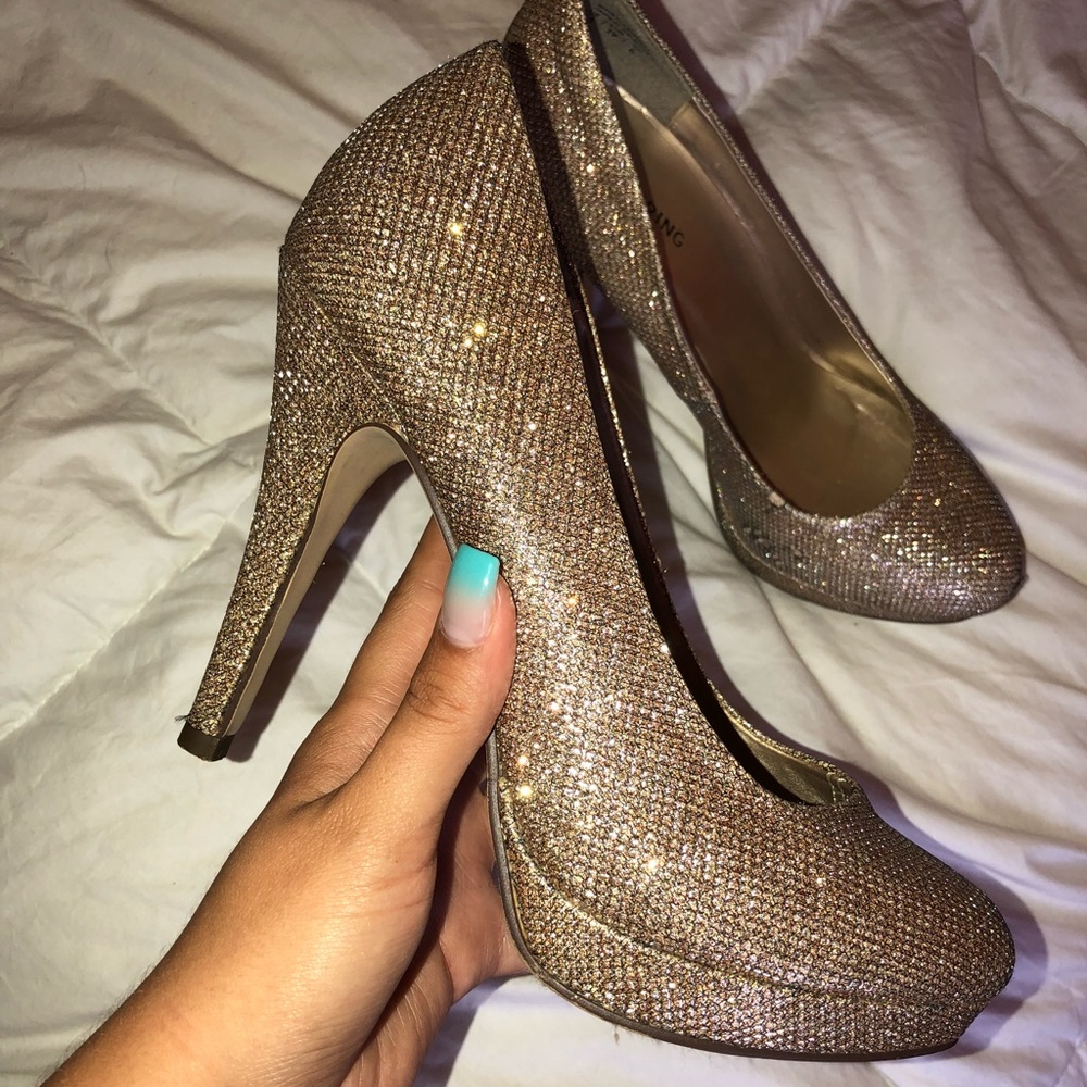 Call it Spring Sparkly Beige Heels sz 8.5